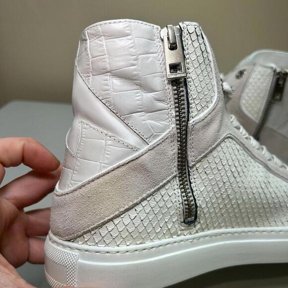 ZADIG & VOLTAIRE Zv1747 High Flash Keith Croc Blanc Leather Sneakers sz 39 $458 - Picture 13 of 15